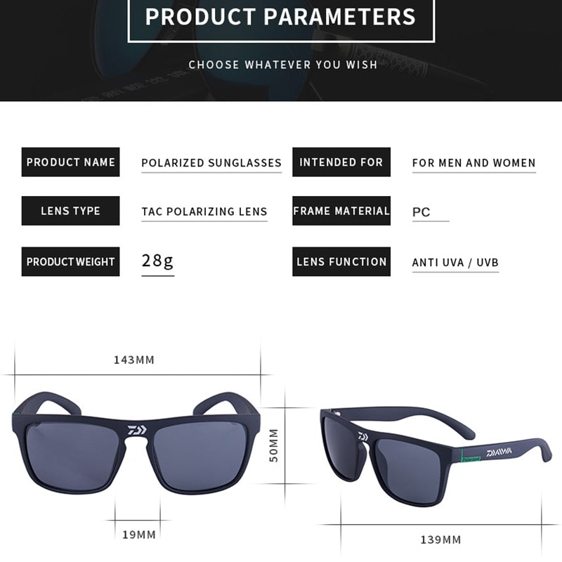 Óculos de Sol DAIWA Masculino Polarizado, Lentes para Dirigir, Acampamento, Caminhadas, Pesca - Lavvig 