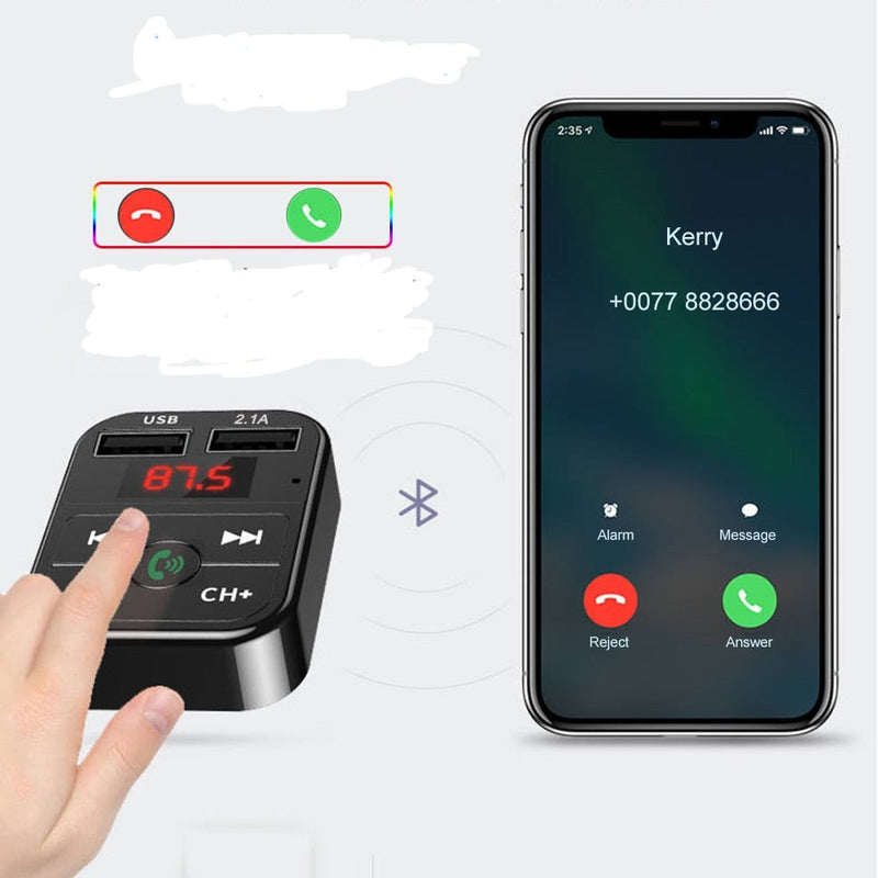 Receptor de áudio mãos-livres sem fio Bluetooth 5.0 FM para carro - Lavvig 