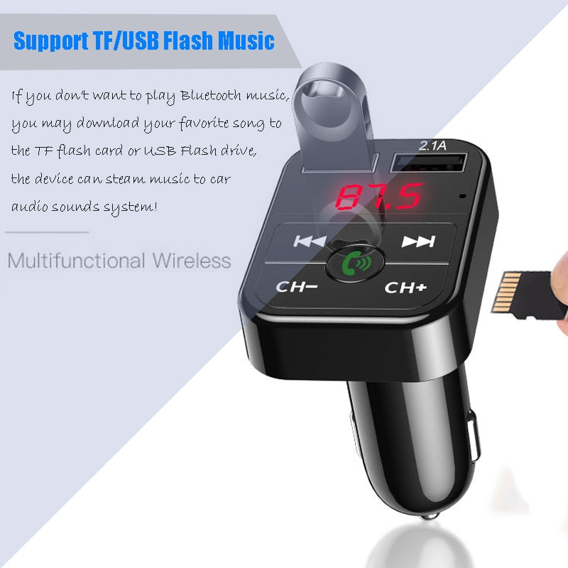 Receptor de áudio mãos-livres sem fio Bluetooth 5.0 FM para carro - Lavvig 
