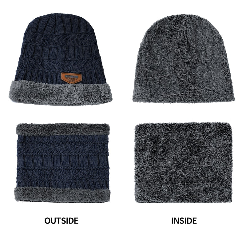 Gorro de Lã Unissex , Luvas grossas e Máscara Protetora Pescoço e nariz  Balaclava Bonnet - Lavvig 