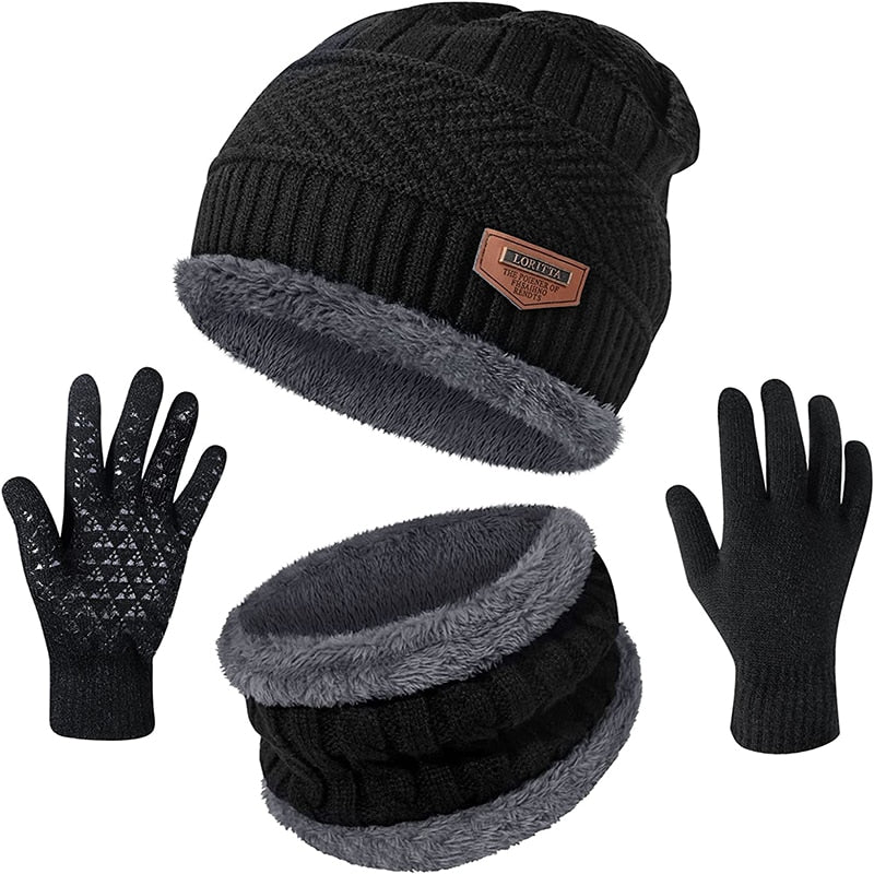 Gorro de Lã Unissex , Luvas grossas e Máscara Protetora Pescoço e nariz  Balaclava Bonnet - Lavvig 