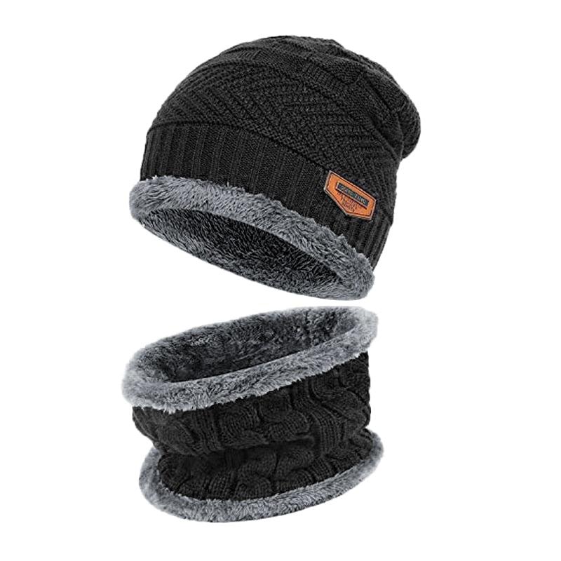 Gorro de Lã Unissex , Luvas grossas e Máscara Protetora Pescoço e nariz  Balaclava Bonnet - Lavvig 